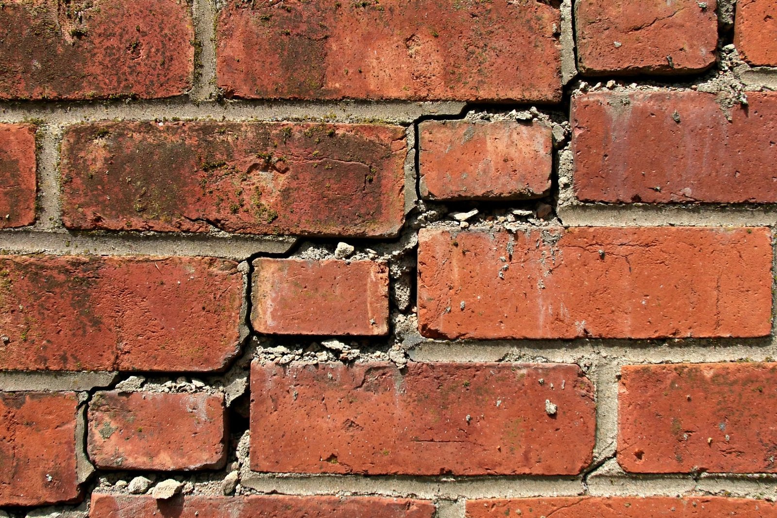 Stair-step crack in a brick wall